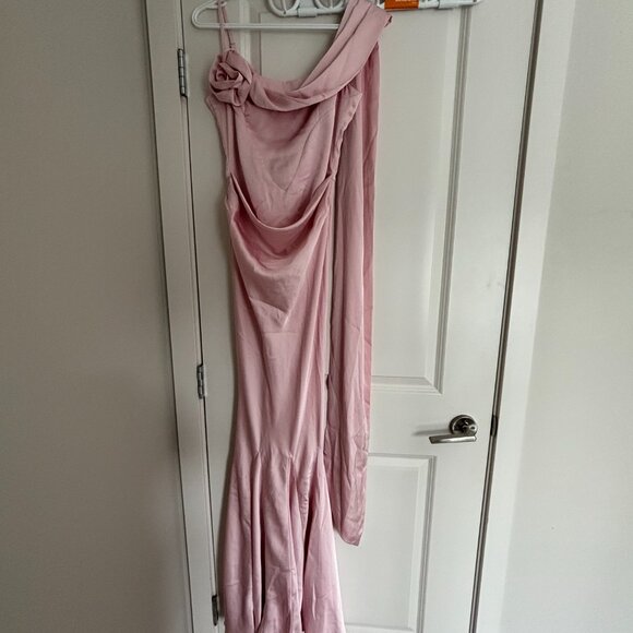 Celine Corset Drape Satin Gown - Pink - Picture 6 of 10